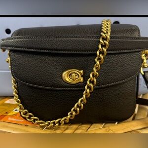 Coach Cassie 19 Black Crossbody Bag with Gold Chain